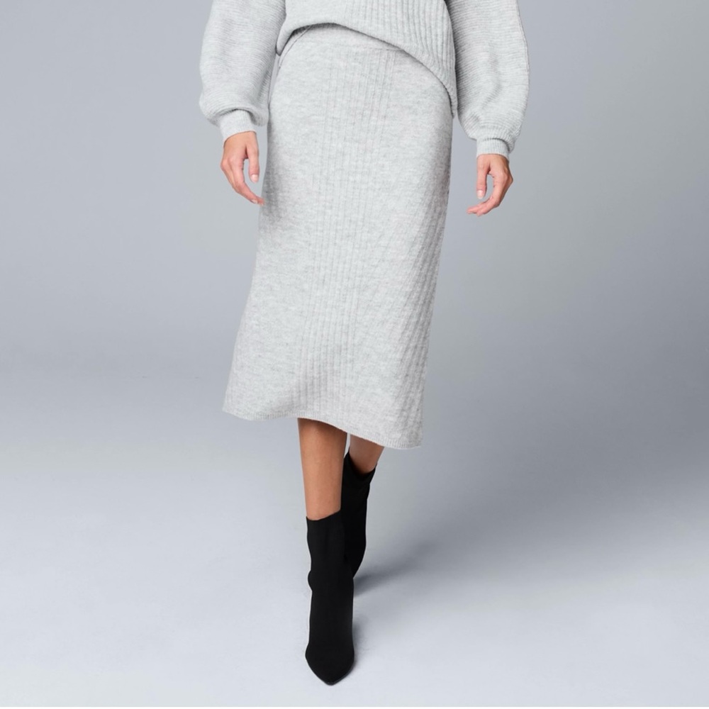 Simply Vera Vera Wang Sweater Pencil Skirt | Grey, XS